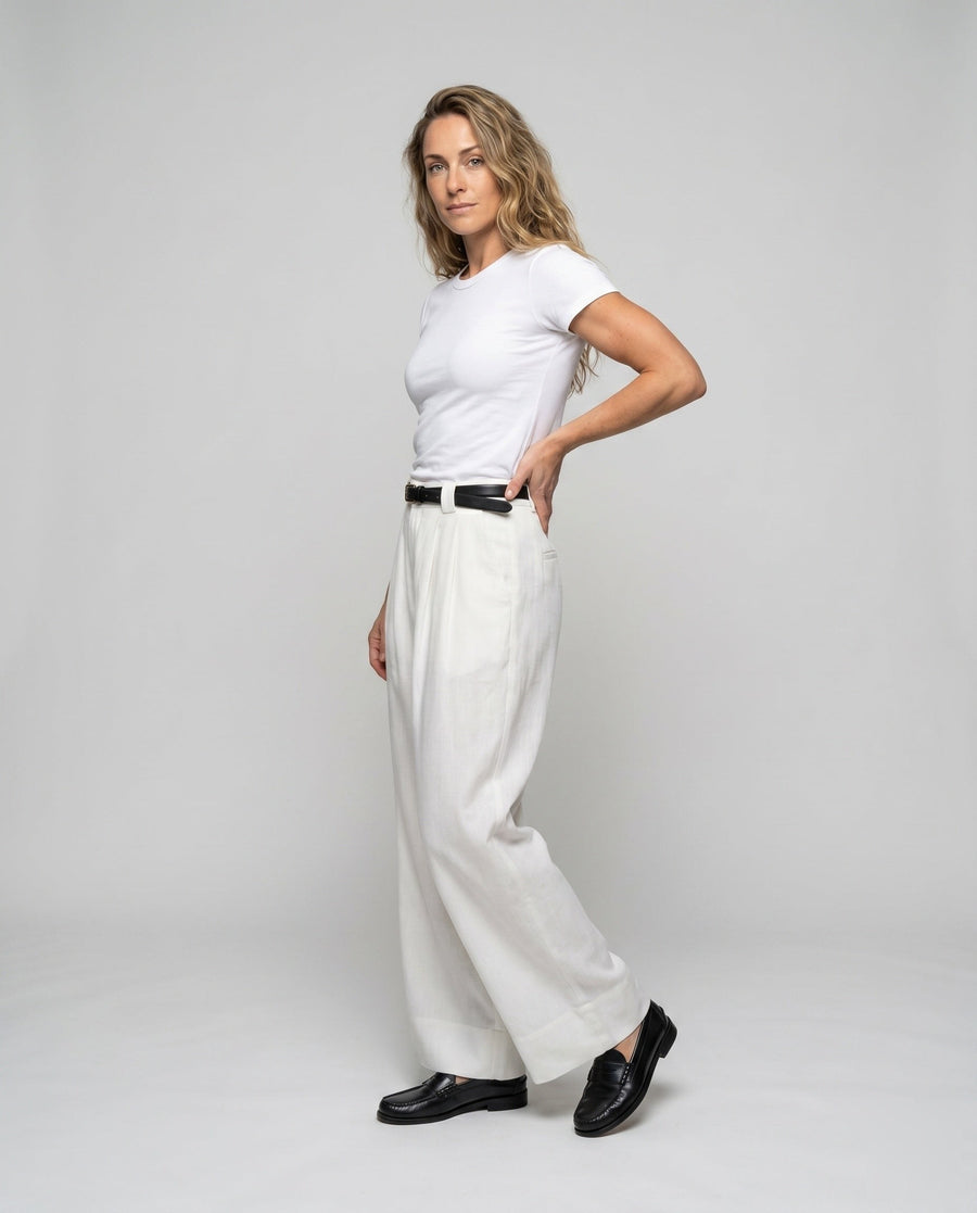 Denise Elegant Linen Trousers with Fitted