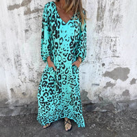 Denise Leopard Print Dress in Fluorescent Blue