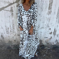 Denise Leopard Print Dress in White