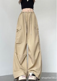 Denise Linen Trousers with Elastic Waist and Pockets in Apricot