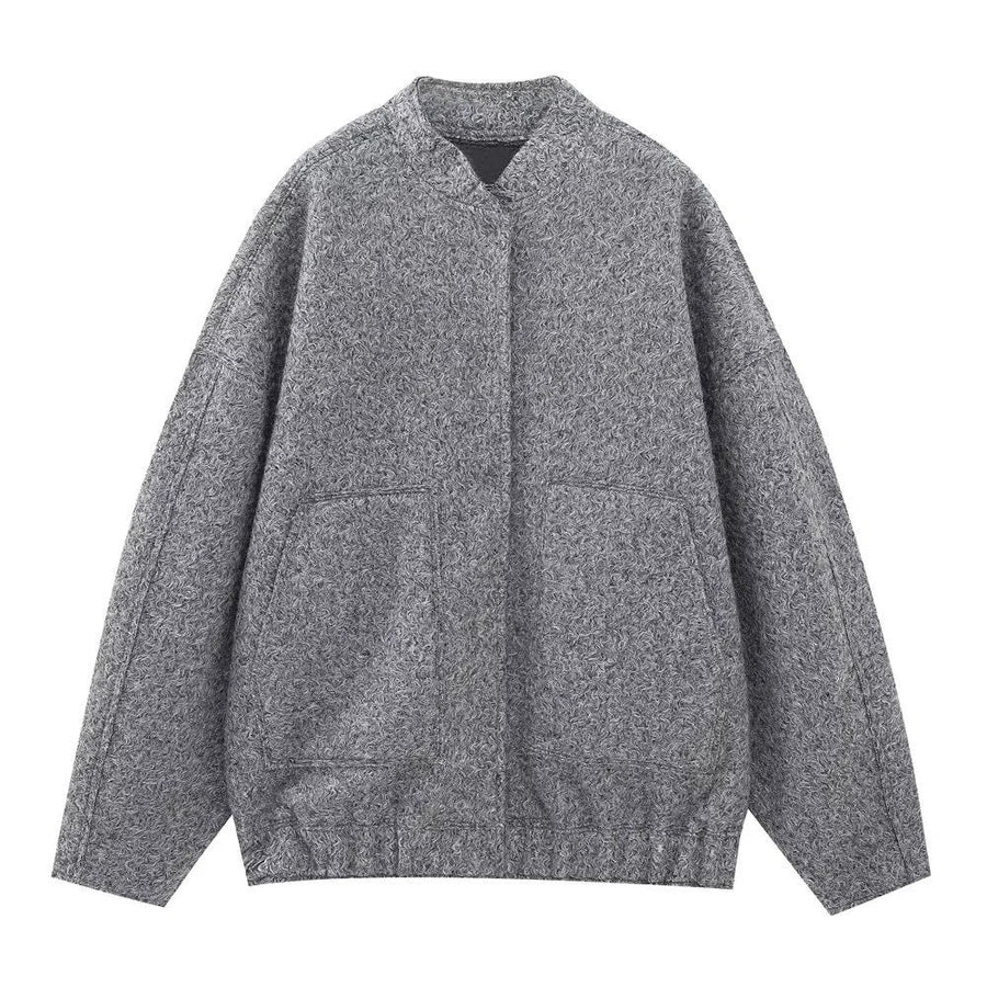 Diana Casual Jacket with Pockets and Oversized in Grey