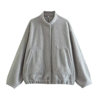 Diana Casual Jacket with Pockets and Oversized in Light Grey