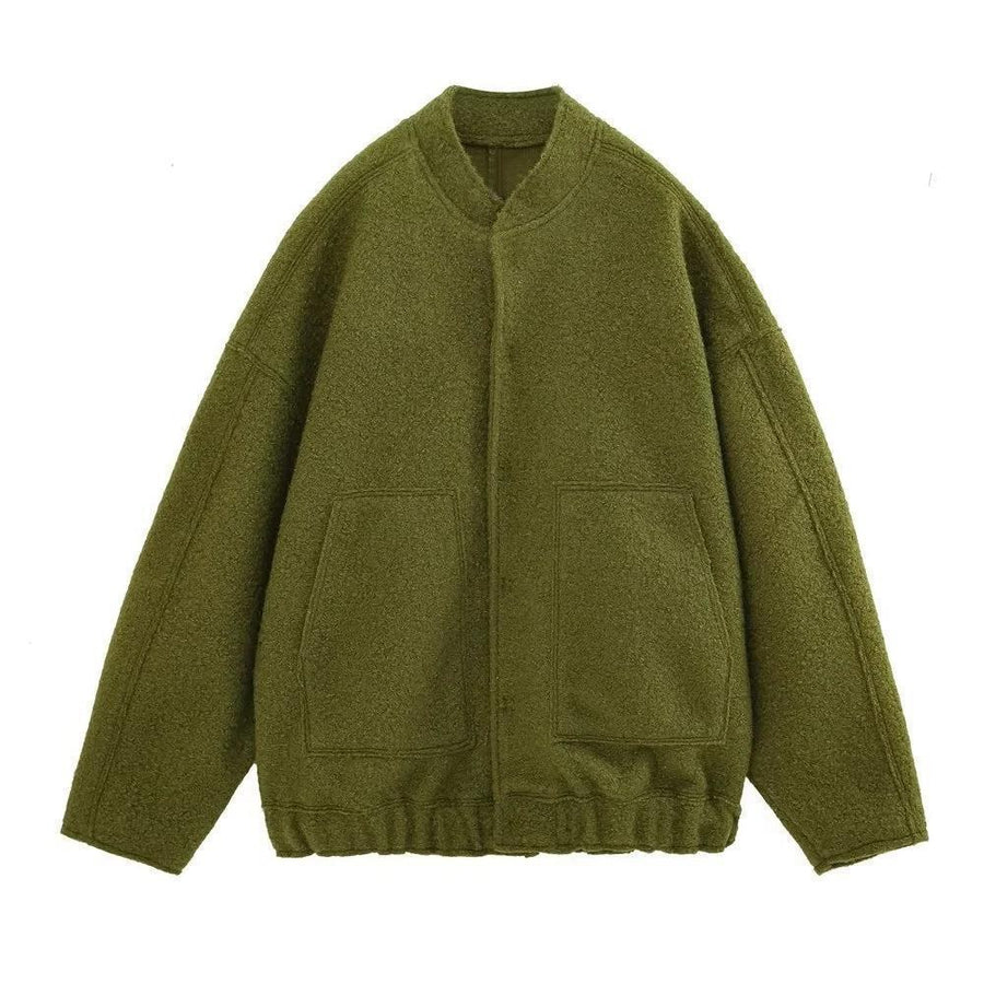 Diana Casual Jacket with Pockets and Oversized in Olive Green