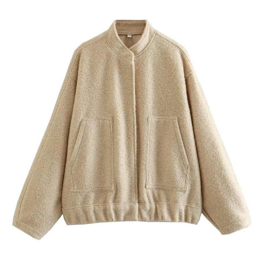 Diana Casual Jacket with Pockets and Oversized in Sand
