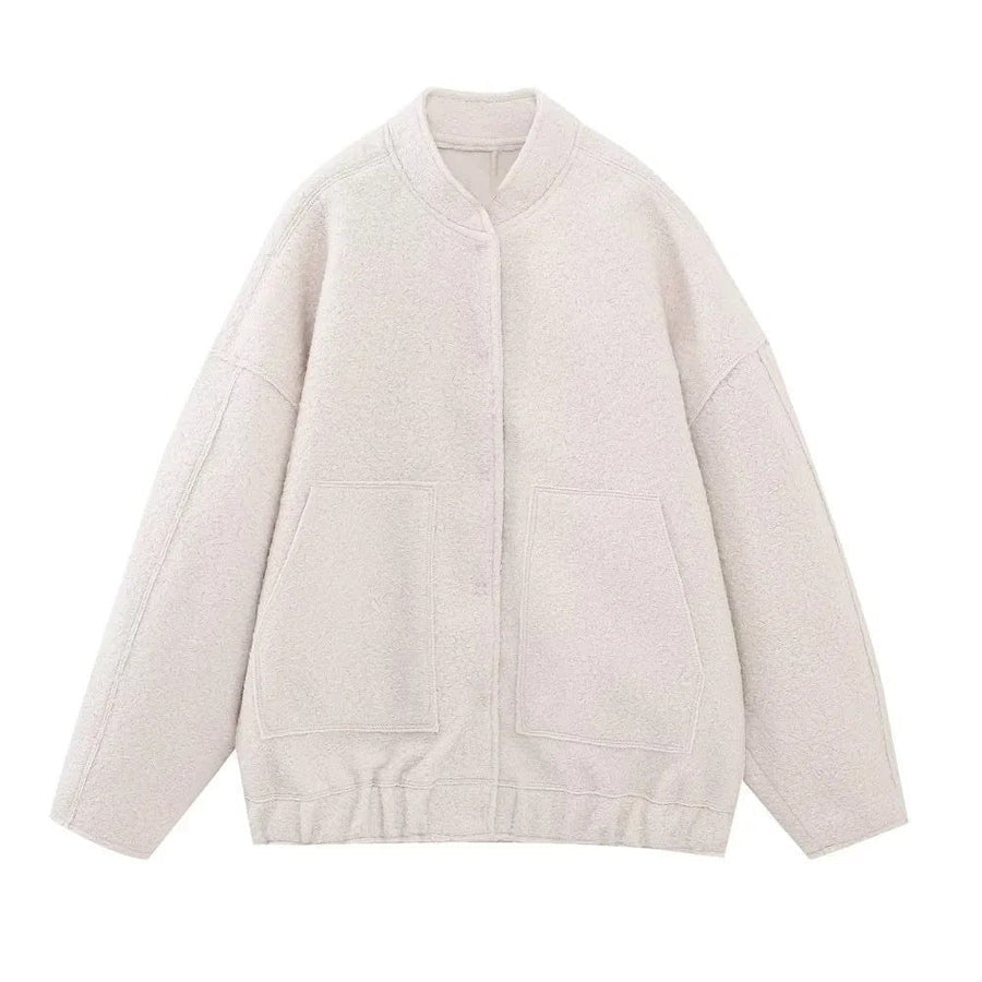 Diana Casual Jacket with Pockets and Oversized in White