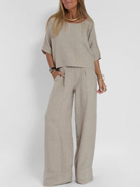 Diana Casual Linen Top in Grey