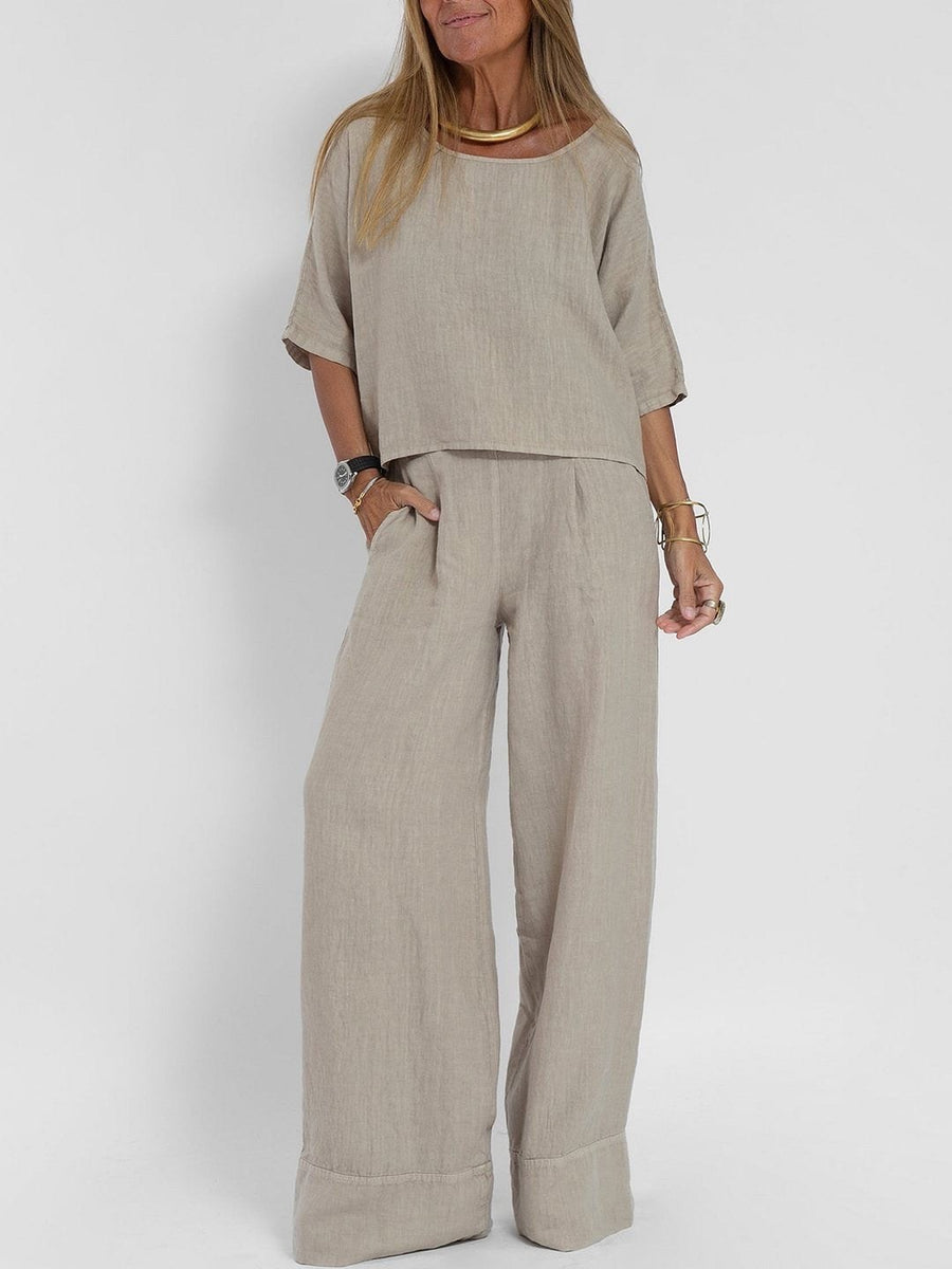 Diana Casual Linen Top in Grey