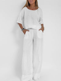 Diana Casual Linen Top in White