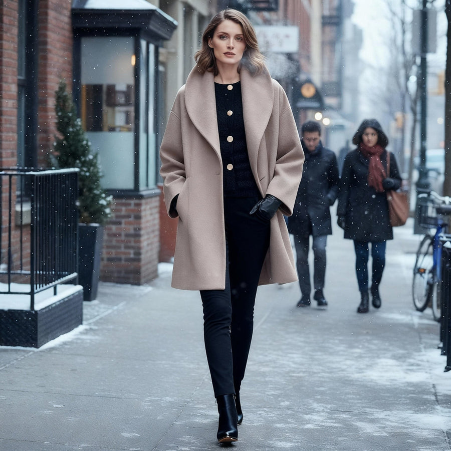 Diana Elegant Coat in Khaki