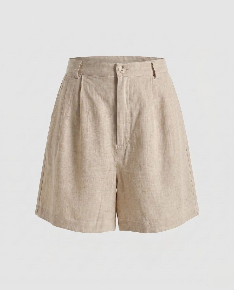 Diana Elegant Linen Shorts with Side Pockets and Pockets in Linen