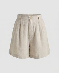 Diana Elegant Linen Shorts with Side Pockets and Pockets in White