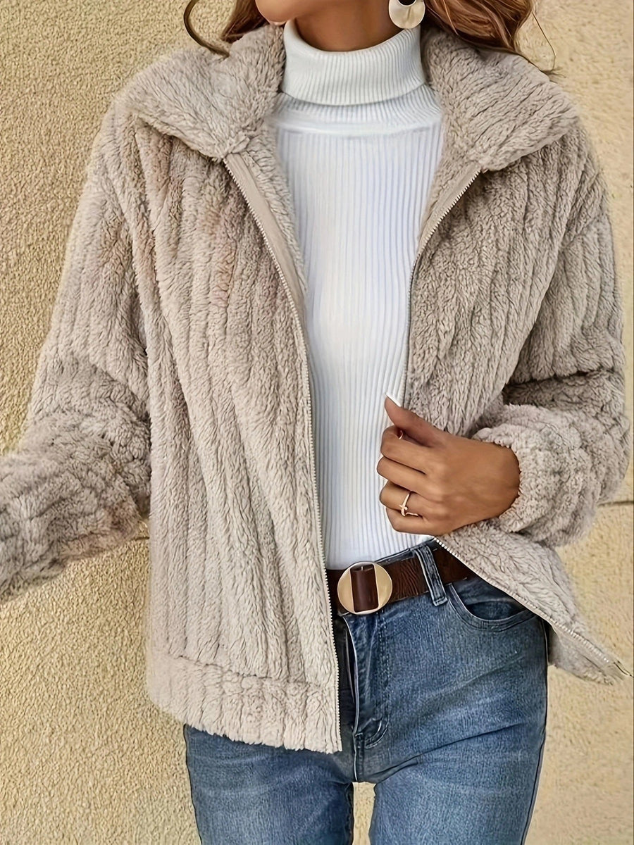 Diana Jacket with Zip Front in Apricot