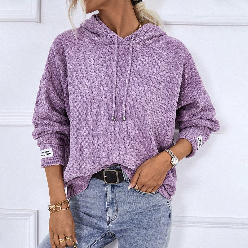 Diana Knit Hoodie in Purple