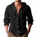 Diederik Casual Linen Shirt with Button Front and Hood