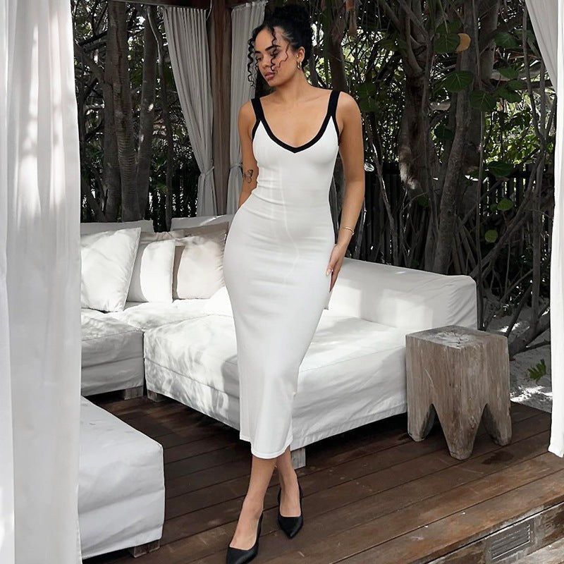 Dinah Dress with V-Neck in White