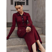 Dinah Elegant Knit Dress in Burgunderrot