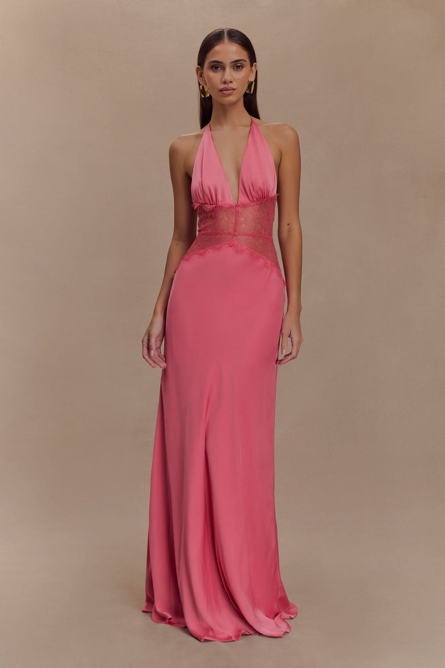 Dinah | Lace Maxi Dress in Pink