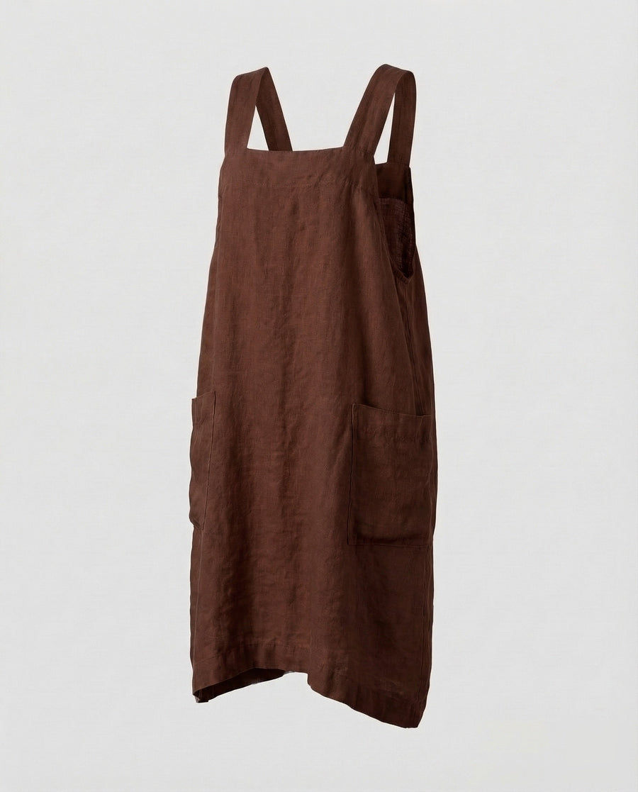 Dinah Linen Dress in Brown