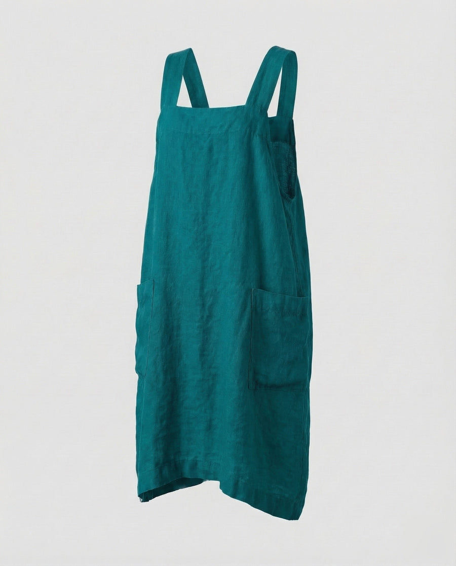 Dinah Linen Dress in Dark Green