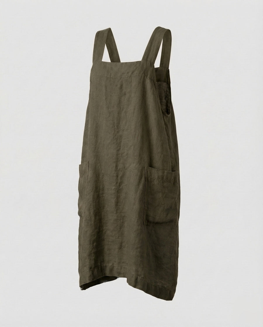 Dinah Linen Dress in Graugrün