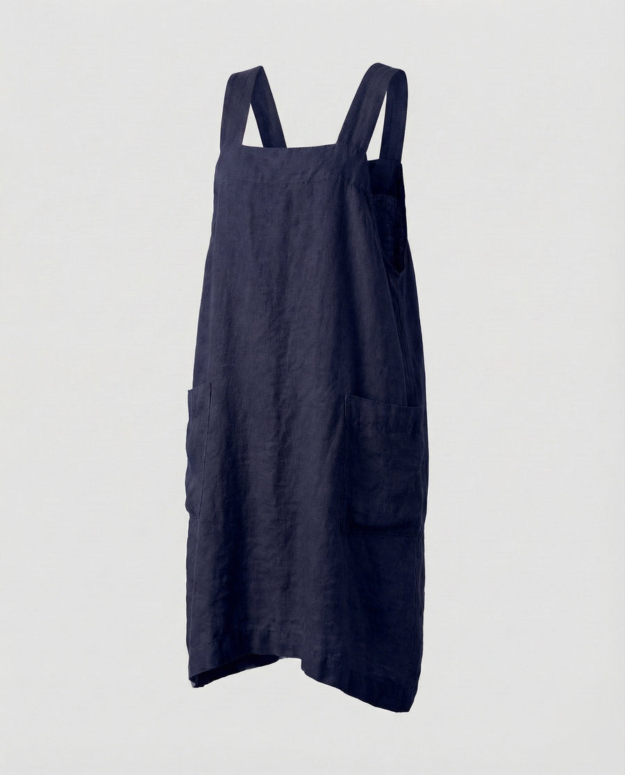 Dinah Linen Dress in Navy