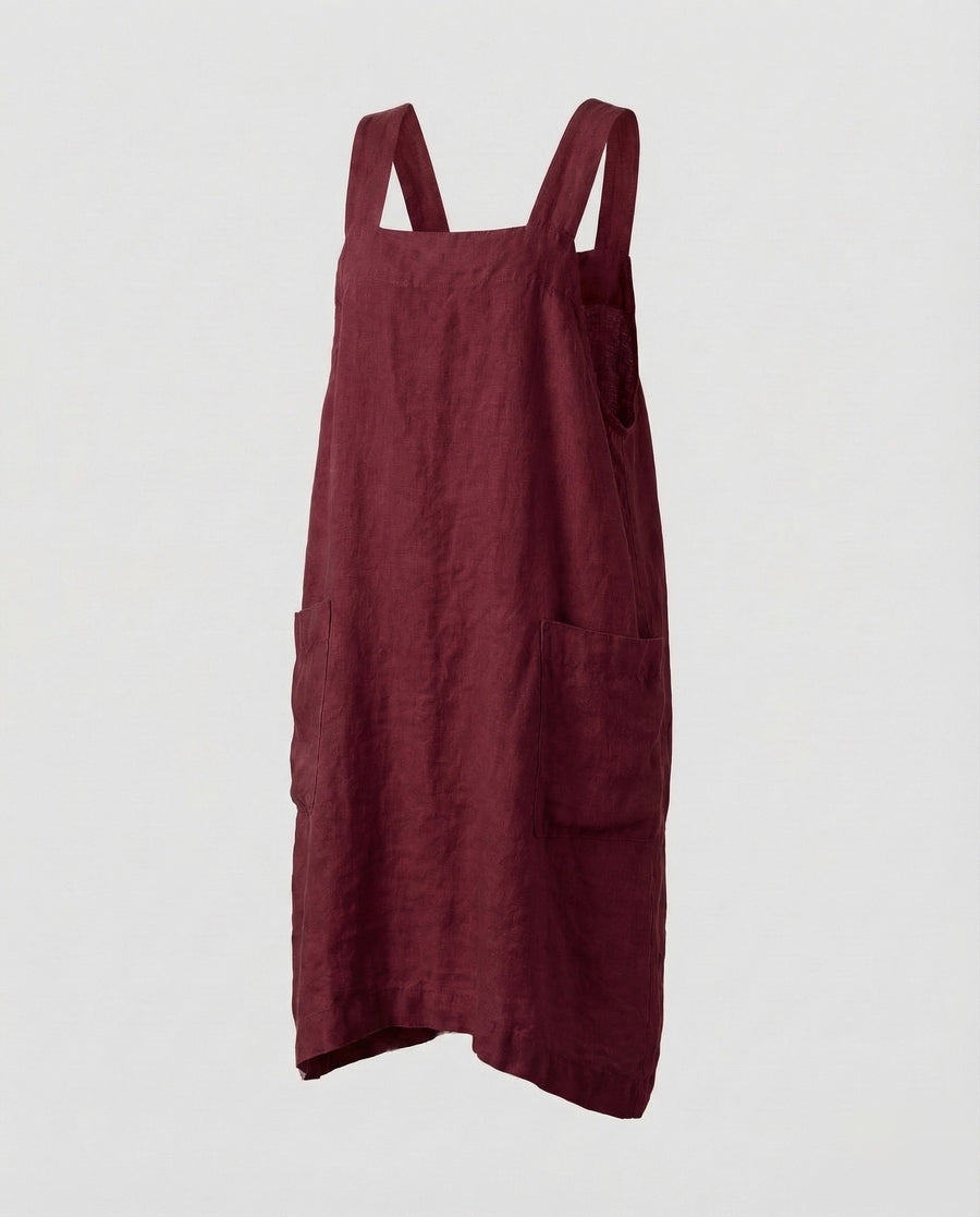 Dinah Linen Dress in Wine Red