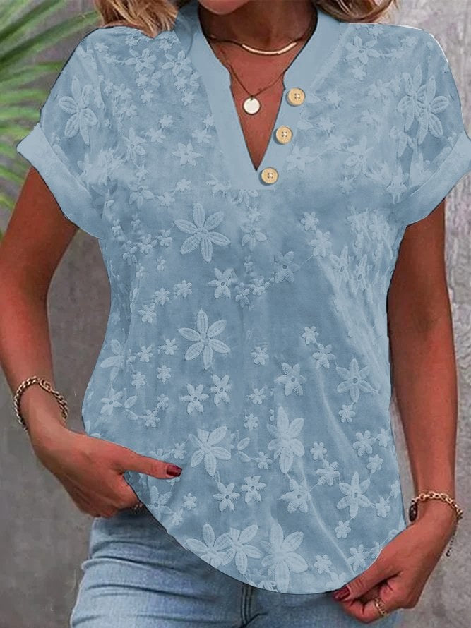 Dita Blouse with V-Neck in Blue