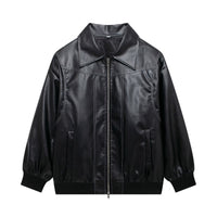 Dita Casual Leather Jacket in Black