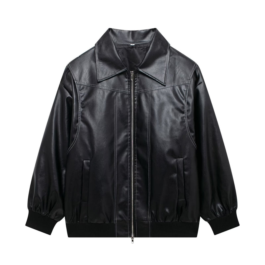 Dita Casual Leather Jacket in Black