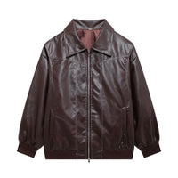 Dita Casual Leather Jacket in Brown
