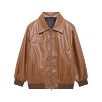 Dita Casual Leather Jacket in Light Brown