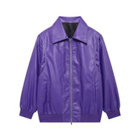 Dita Casual Leather Jacket in Purple