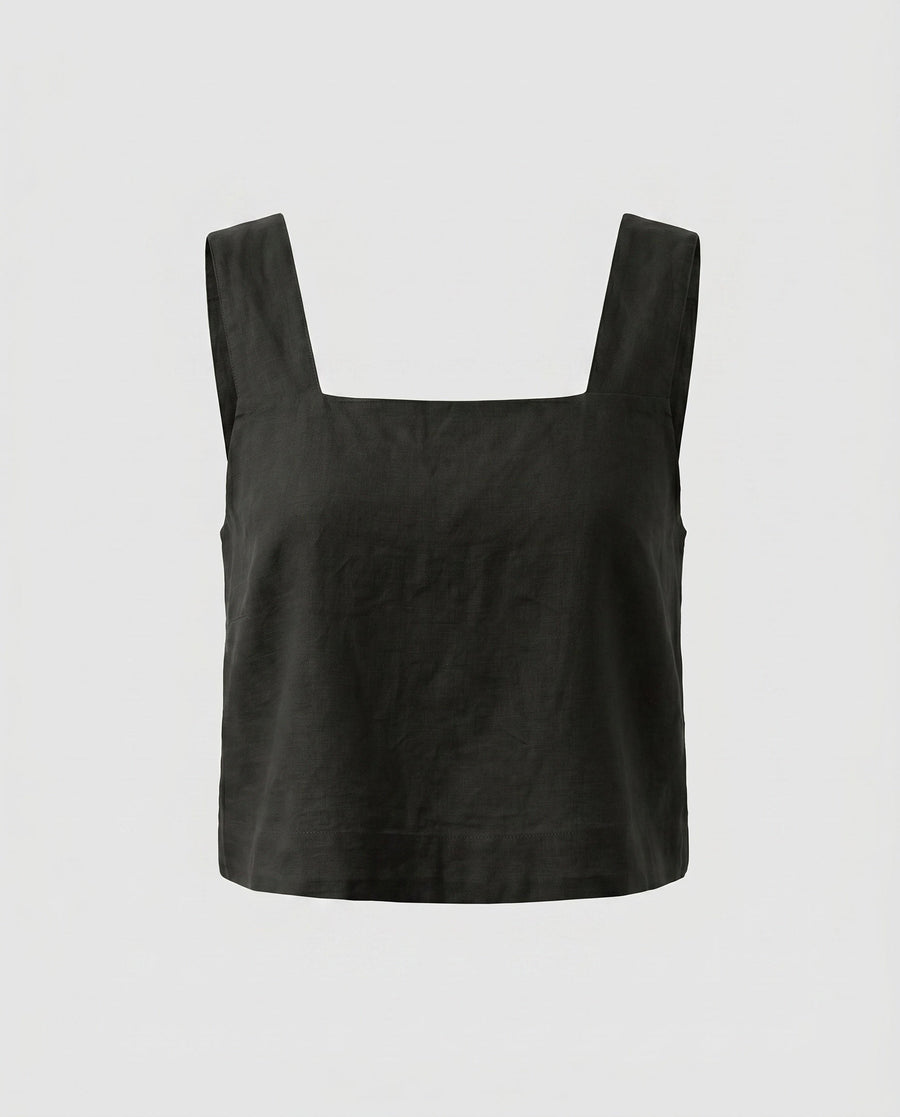 Dita Linen Top in Black