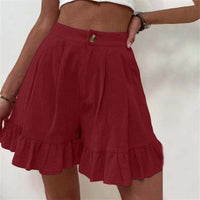 Donna™ Breezy Ruffle Hem Shorts in Purple