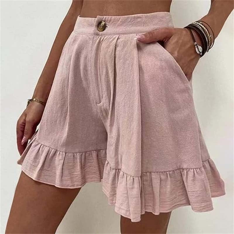 Donna™ Breezy Ruffle Hem Shorts in Purple