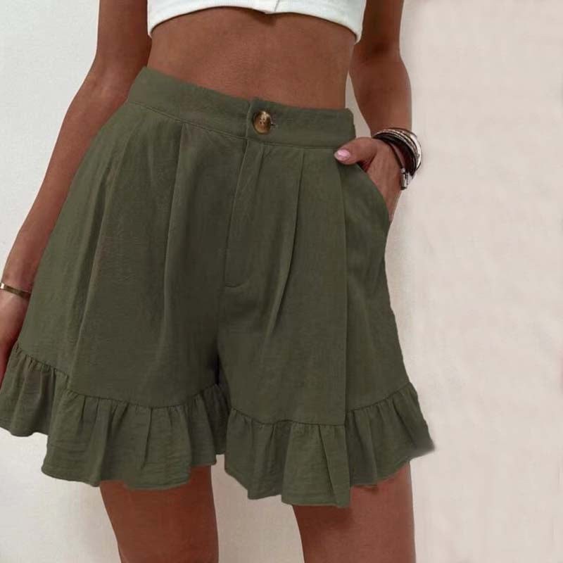 Donna™ Breezy Ruffle Hem Shorts in Purple