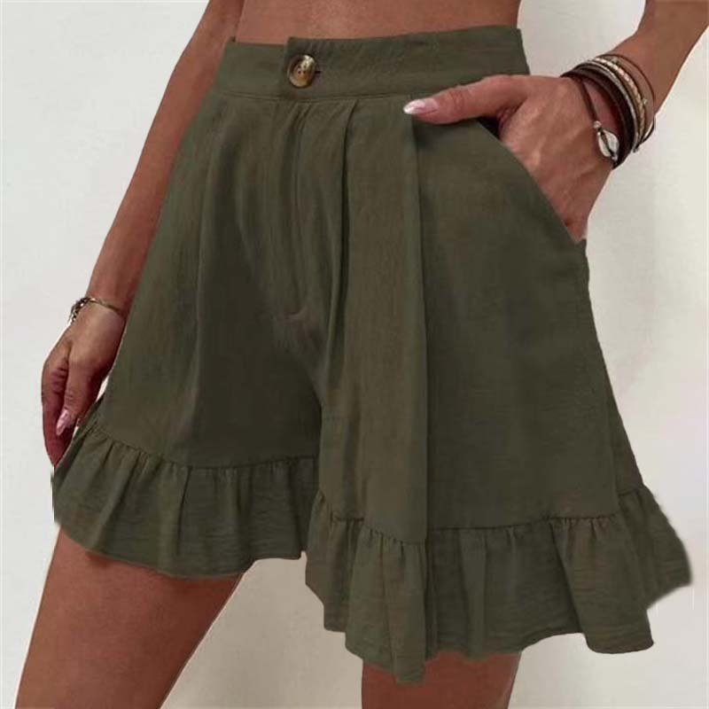 Donna™ Breezy Ruffle Hem Shorts in Purple