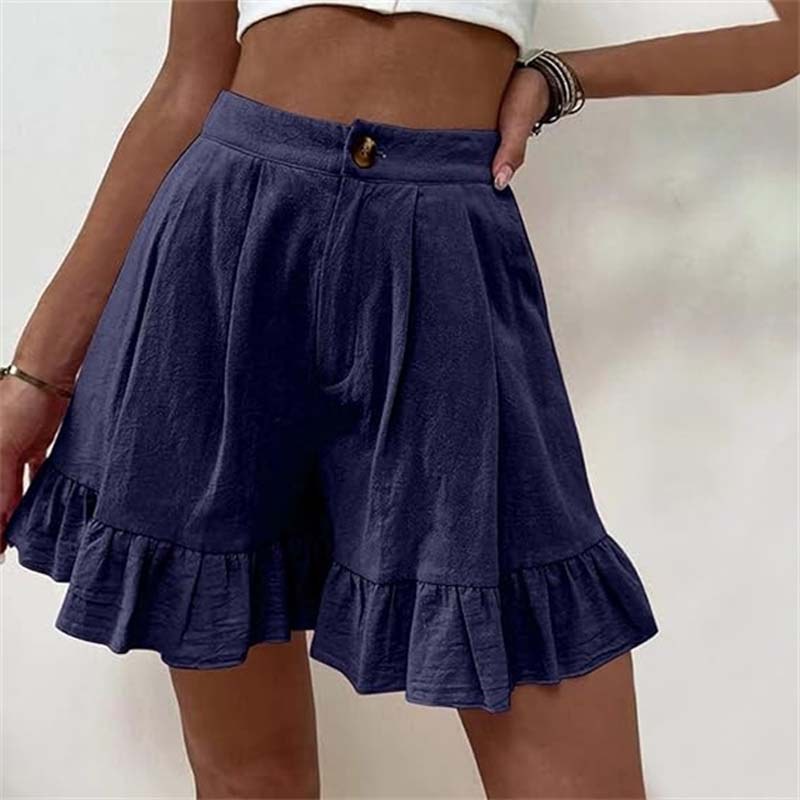 Donna™ Breezy Ruffle Hem Shorts in Purple