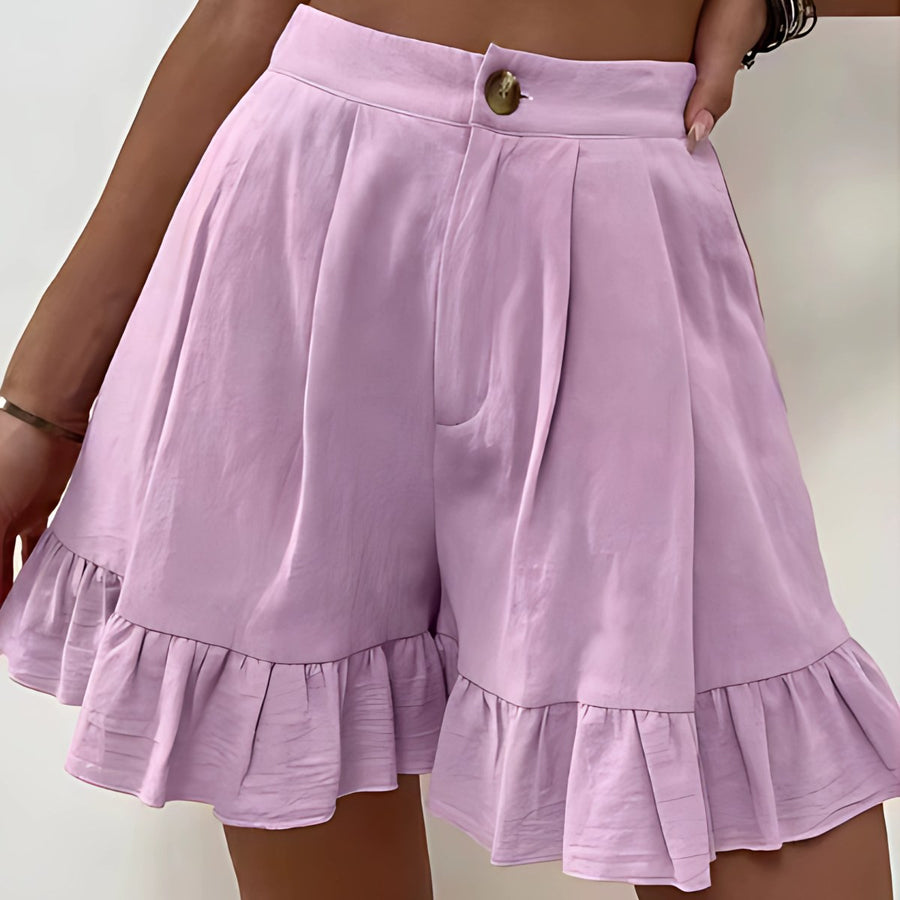Donna™ Breezy Ruffle Hem Shorts in Purple