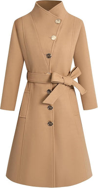 Dora Elegant Coat with Belted in Beige