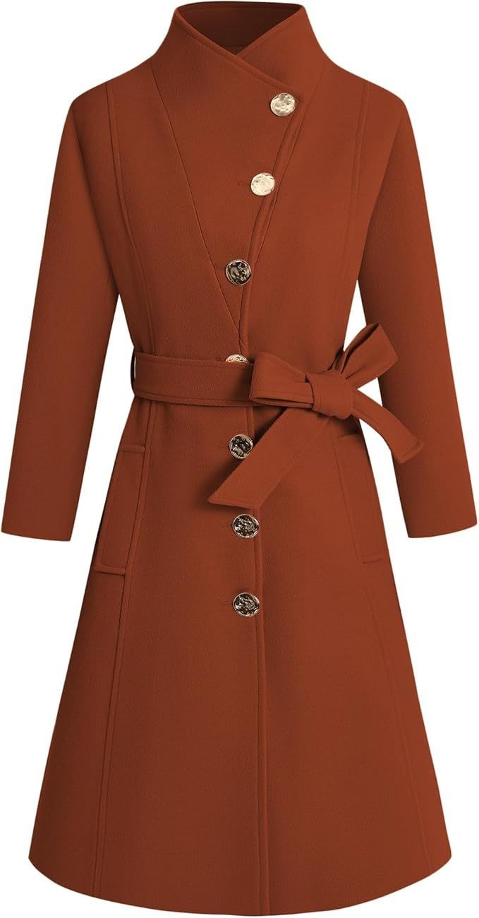 Dora Elegant Coat with Belted in Brown