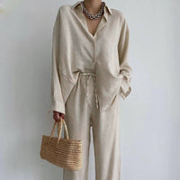 Dora Elegant Linen Shirt in Apricot