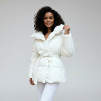 Dora Jacket with Stand Collar in Beige
