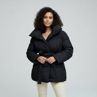 Dora Jacket with Stand Collar in Black