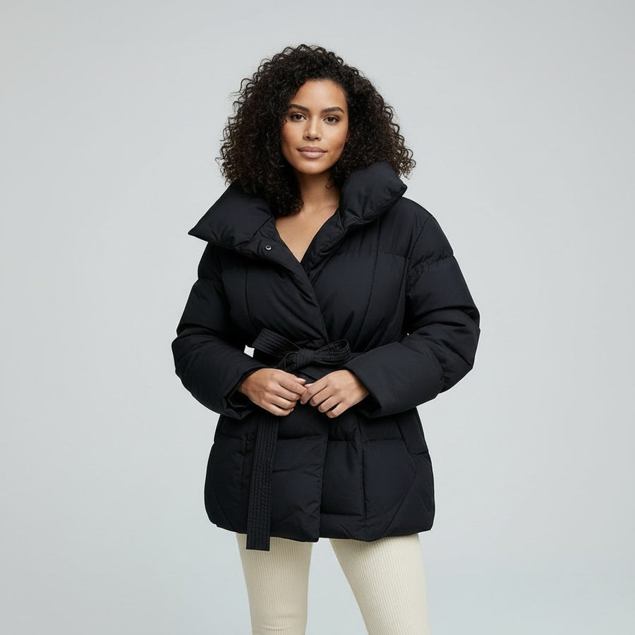 Dora Jacket with Stand Collar in Black