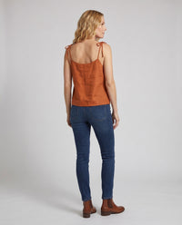 Dora Linen Top with V-Neck
