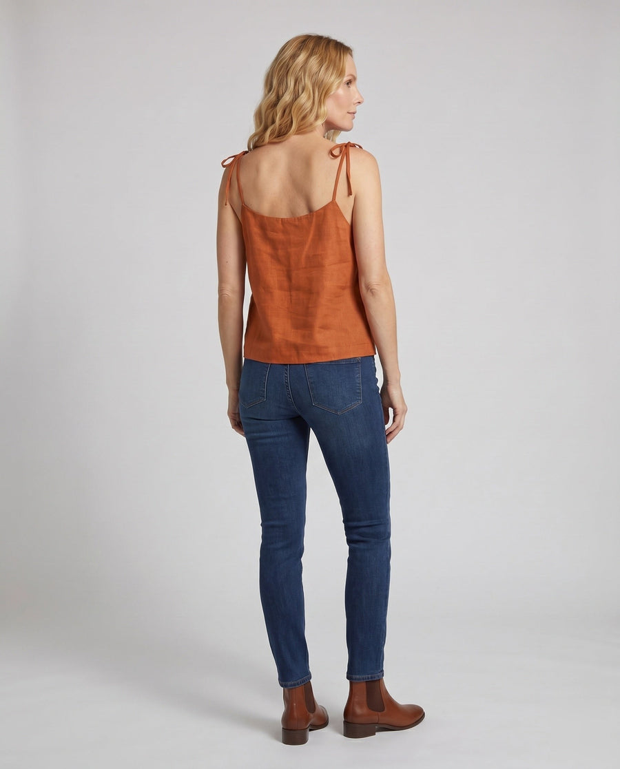 Dora Linen Top with V-Neck