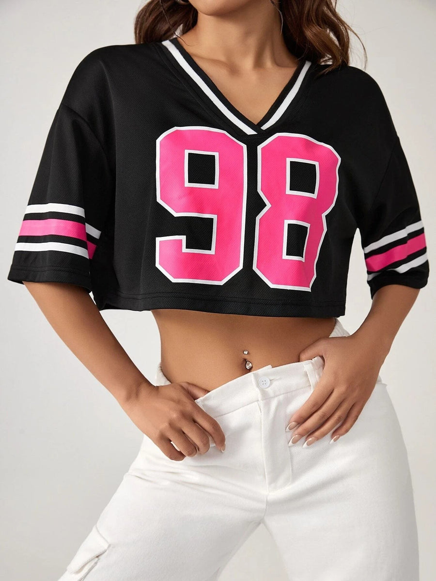 Dora Top with V-Neck in Black