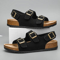 Dorian Cork Sandals in Charcoal