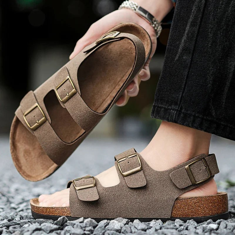Dorian Cork Sandals in Khaki